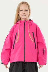 Girl's Rose Detachable Ear Hood Waterproof Insulated Snow Jacket